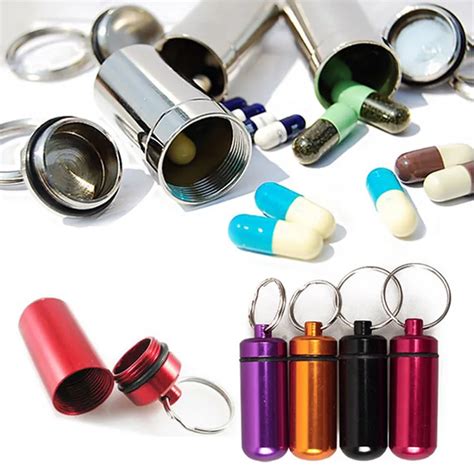 stainless steel pill box keychain|aluminum pill box keychain.